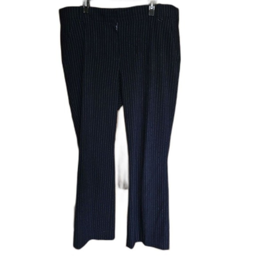 Lane Bryant 18 Black Silver Pinstripe Wide Leg Dress Pants Stretch Career‎